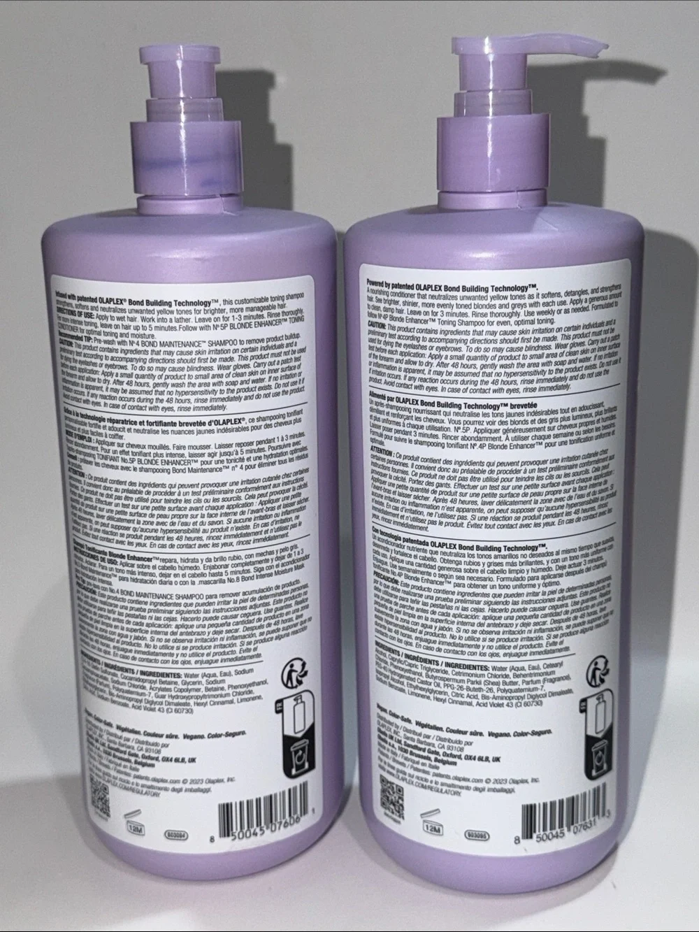 OLAPLEX BUNDLE No.4+5 BLONDE ENHANCER TONING SHAMPOO+CONDITIONER JUMBO SZ. NEW!